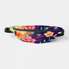 Farbwirbelblüte - Lebendiger floraler Wirbel Bauchtasche