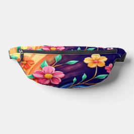 Farbwirbelblüte - Lebendiger floraler Wirbel Bauchtasche