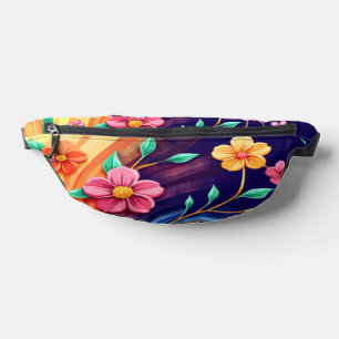 Farbwirbelblüte - Lebendiger floraler Wirbel Bauchtasche