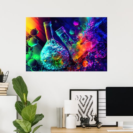 Farbwissenschaftler-Chemiker abstrakter Nebel cool Poster (Heimbüro)