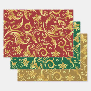 Farbwrapping-Papier für Ferien - Flachblatt Set 3 Geschenkpapier Set