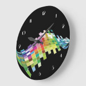 Farbwürfelpixel Schwarze Wall Uhr (Winkel)