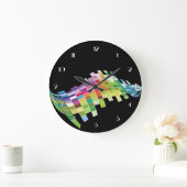 Farbwürfelpixel Schwarze Wall Uhr (Zuhause)