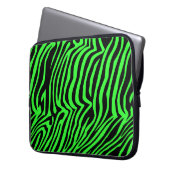 Farbzebramuster aus grünem Neon Laptopschutzhülle (Vorderseite Links)