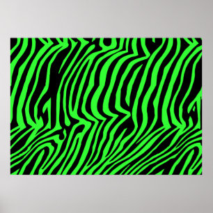 Farbzebramuster aus grünem Neon Poster