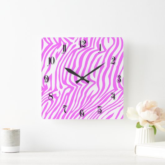 Farbzebramuster Quadratische Wanduhr (Zuhause)