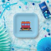 Farbzug Rot, Grau, Orange und Blau Pappteller (Party)