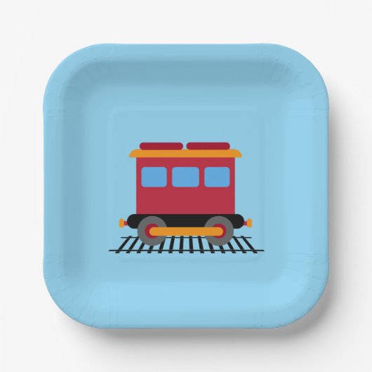 Farbzug Rot, Grau, Orange und Blau Pappteller (Vorderseite)
