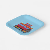 Farbzug Rot, Grau, Orange und Blau Pappteller (Gewinkelt)