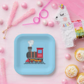 Farbzug Rot, Grau, Orange und Blau Pappteller (Party)