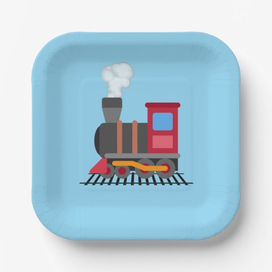 Farbzug Rot, Grau, Orange und Blau Pappteller (Vorderseite)