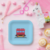 Farbzug Rot, Grau, Orange und Blau Pappteller (Party)