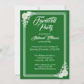 Farewell Elegantes Script Green White Rose Party Einladung (Vorderseite)