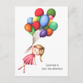 Farewell Girl mit farbenfrohen Balloons Personalis Postkarte (Vorderseite)