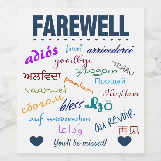 Farewell Goodbye Weinetikett (Einzelnes Label)