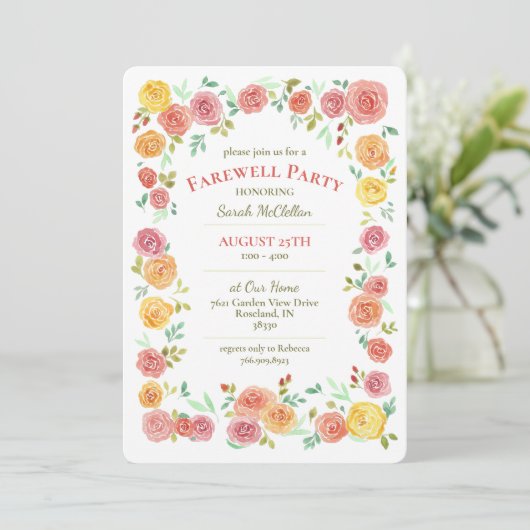 Farewell Party Blumenladen Einladung (Stehend Vorderseite)