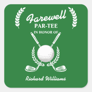 Farewell Retirement Golf Clubs Wreath Themed Party Quadratischer Aufkleber