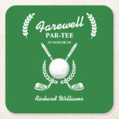 Farewell Retirement Golf Clubs Wreath Themed Party Rechteckiger Pappuntersetzer (Vorderseite)