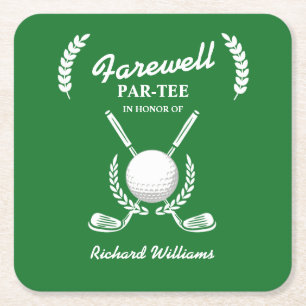 Farewell Retirement Golf Clubs Wreath Themed Party Rechteckiger Pappuntersetzer