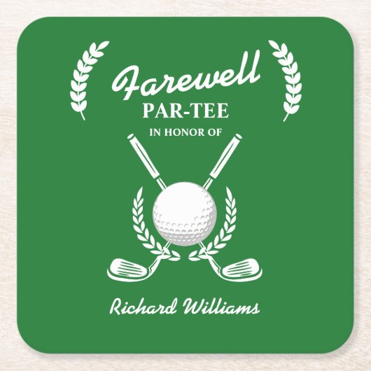 Farewell Retirement Golf Clubs Wreath Themed Party Rechteckiger Pappuntersetzer (Vorderseite)