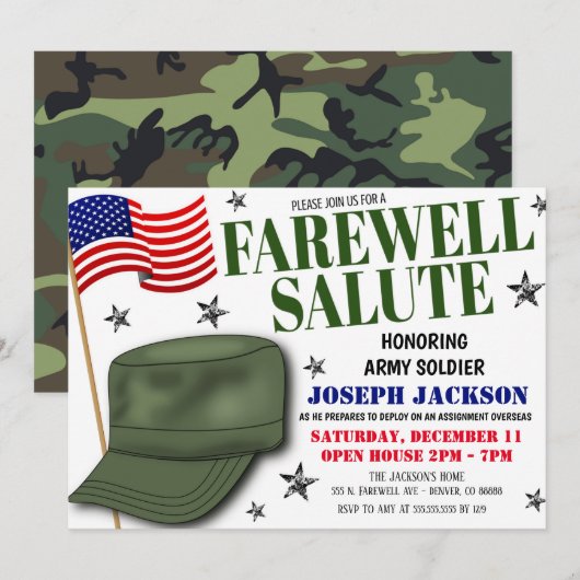 Farewell Soldier Party Einladung (Vorne/Hinten)