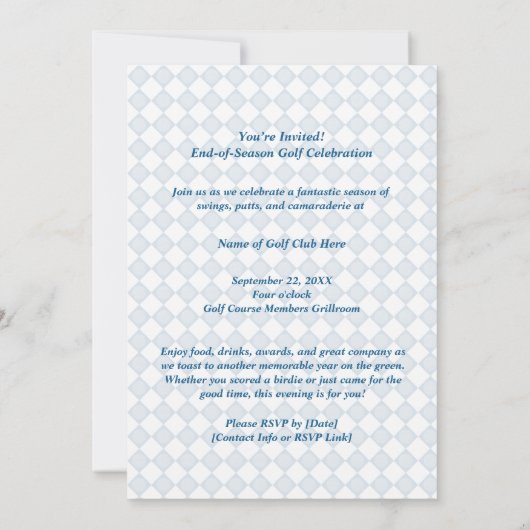 Farewell to the Fairways A Toast to the Season Einladung (Rückseite)