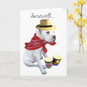 Farewell White Boxer Pup mit Bongos Grußkarte Karte (Gelbe Blume)