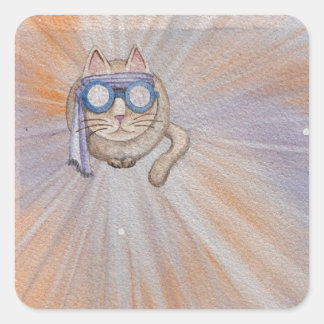 FarFarOut Cat-Aufkleber Quadratischer Aufkleber