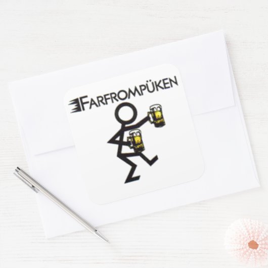farfrompüken quadratischer aufkleber (Umschlag)