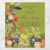 FARFUL BOHO GREEN FLORAL WEINETIKETT (Einzelnes Label)