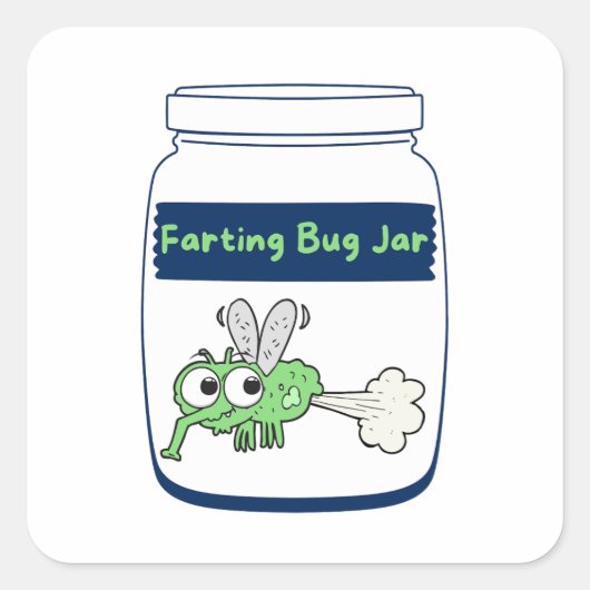 Farg Bug Jar" Whimsical Quadratischer Aufkleber (Vorderseite)