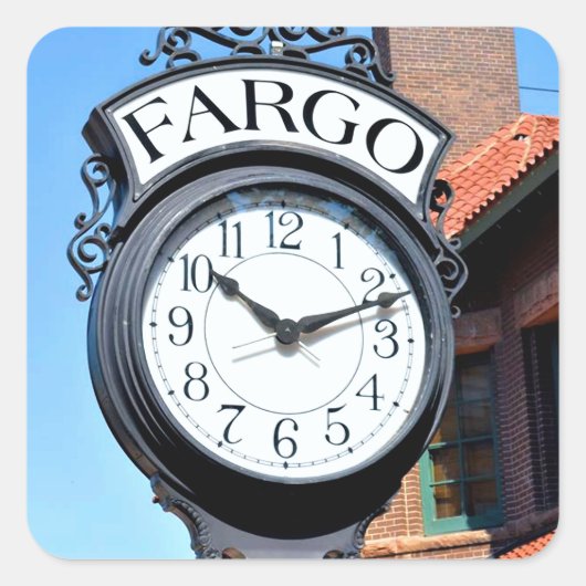 Fargo Clock Quadratischer Aufkleber (Vorderseite)