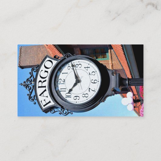 Fargo Clock Visitenkarte (Rückseite)