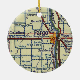 Fargo ND Alte Karte Keramik Ornament