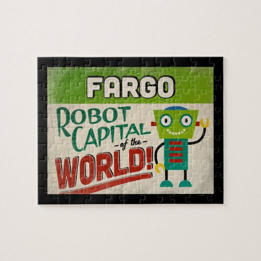 Fargo North Dakota Robot - Funny Vintag Puzzle (Horizontal)