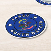 Fargo North Dakota Runder Pappuntersetzer (Angewinkelt)