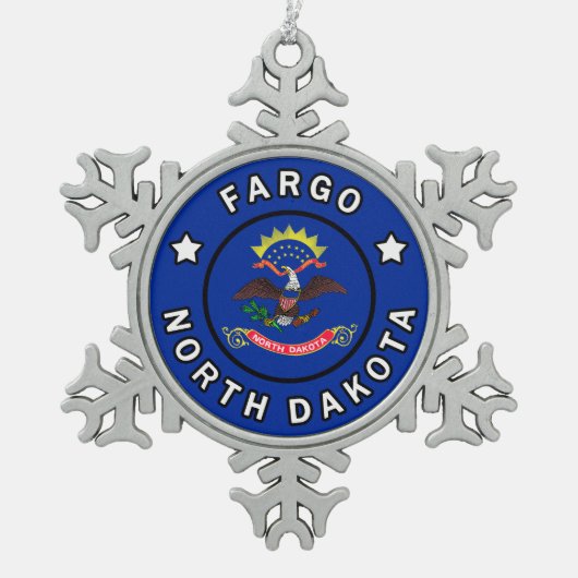 Fargo North Dakota Schneeflocken Zinn-Ornament (Vorderseite)