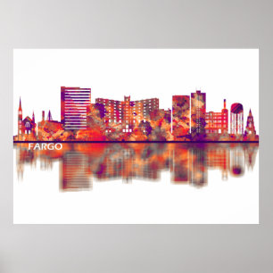 Fargo North Dakota Skyline Poster