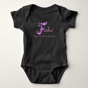 Farha Girls Name & Bedeutung F monogram Babympe Baby Strampler