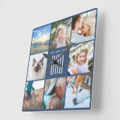 Farher's Day Family Erinnerungen Foto Collage Quadratische Wanduhr (Winkel)