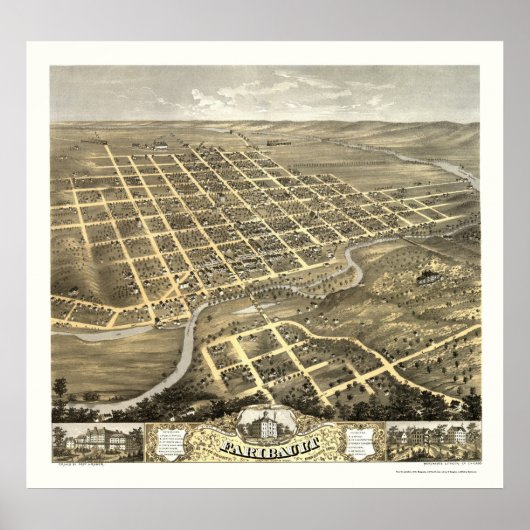 Faribault, MN Panoramic Map - 1869 Poster (Vorne)