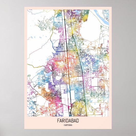 Faridabad Haryana Stadtkarte Poster (Vorne)