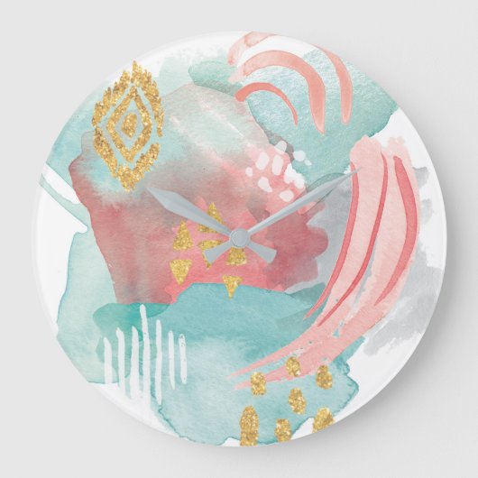 Faridas Abstrakt - Geräumige Farben Große Wanduhr (Vorderseite)