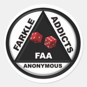 Farkle Addicts anonym (Version 2010) Runder Aufkleber