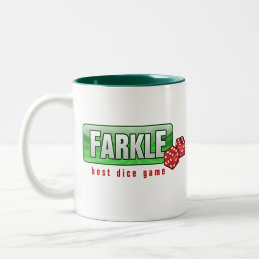 FARKLE - bestes Würfelspiel Zweifarbige Tasse (Links)