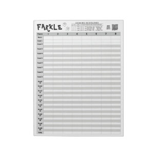Farkle Big Score Sheets mit Regeln, die leicht zer Notizblock