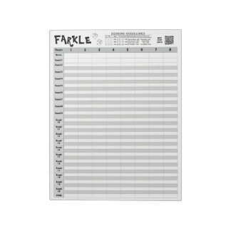 Farkle Big Score Sheets mit Regeln, die leicht zer Notizblock