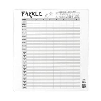 Farkle Score Sheets mit Regeln einfach wegreißen Notizblock