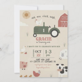 Farm and Animals Birthday Invitation Einladung