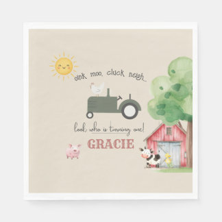 Farm and Animals Birthday Paper  Serviette